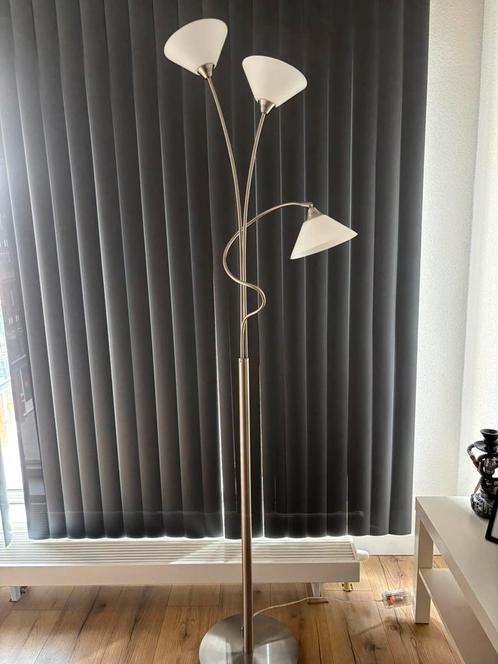 Vloerlamp Highlight Livorno Staal, Huis en Inrichting, Lampen | Vloerlampen, Zo goed als nieuw, Glas, Ophalen
