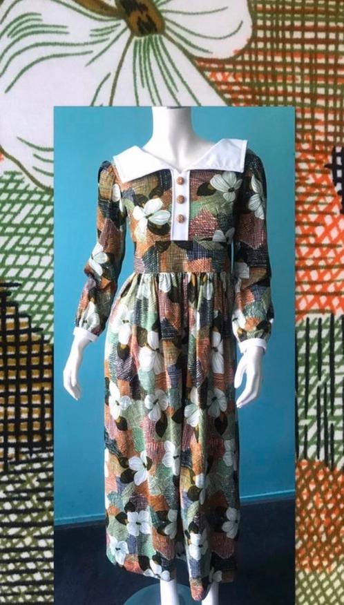 Vintage originele jaren 70 lange jurk maat XXS, Kleding | Dames, Jurken, Gedragen, Maat 34 (XS) of kleiner, Bruin, Onder de knie