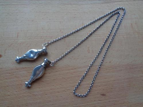 zilveren ketting met breipen doppen [602], Sieraden, Tassen en Uiterlijk, Antieke sieraden, Ketting, Zilver, Verzenden