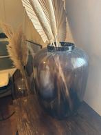 Mooie bruine vaas met decoratie, Ophalen, Overige kleuren, Minder dan 50 cm, Glas