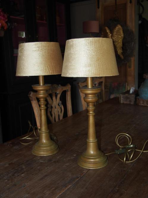 2 Lampen met luipaardprint aan de binnenkant, Huis en Inrichting, Lampen | Tafellampen, Gebruikt, Minder dan 50 cm, Ophalen of Verzenden
