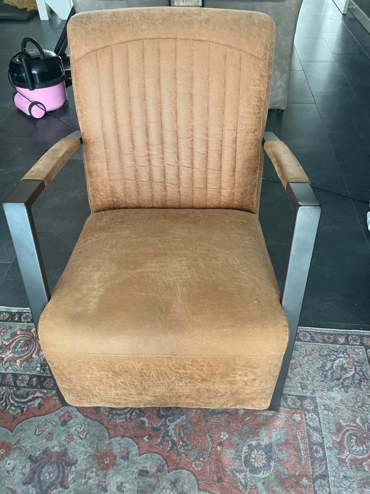 Cognac Stoel - Past bij bank!, Huis en Inrichting, Stoelen, Zo goed als nieuw, Eén, Leer, Bruin, Ophalen