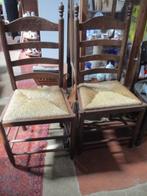 Stoel 2x ladderstoel met gematte zitting, Ophalen, Gebruikt, Twee, Bruin