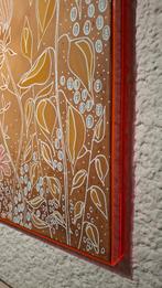 Schilderij canvas bruin roze wit veld bloemen, Ophalen, Nieuw, Schilderij, 75 cm of meer