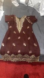 Pakistaanse kleding set met handwerk, Maat 38/40 (M), Bruin, Verzenden, Zo goed als nieuw