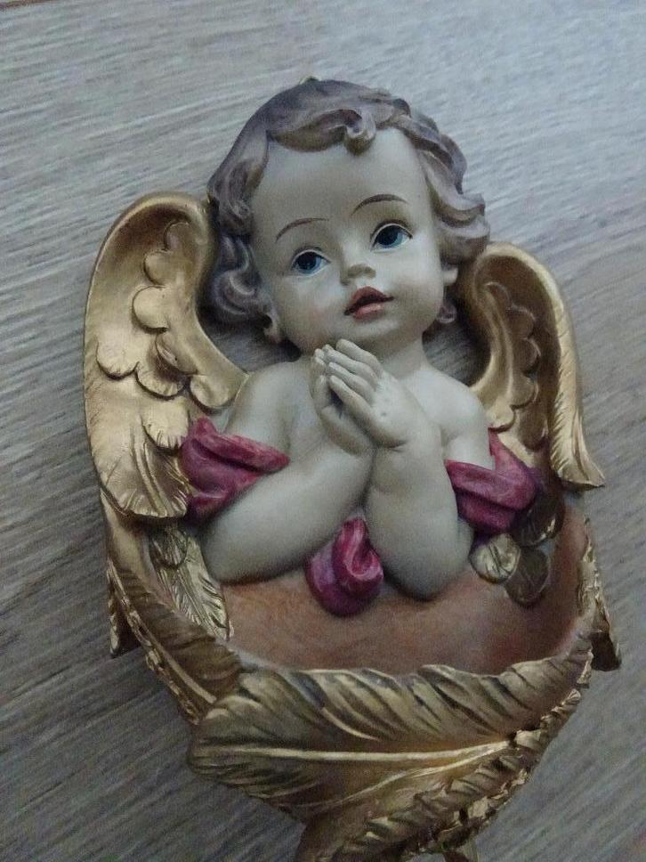 Schattig vintage engel/ engeltje  wijwaterbakje, Antiek en Kunst, Curiosa en Brocante, Ophalen of Verzenden