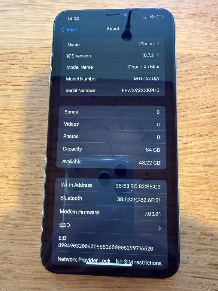 iPhone XS Max 64GB Wit, Telecommunicatie, Mobiele telefoons | Apple iPhone, Zo goed als nieuw, 64 GB, Zonder abonnement, Zonder simlock