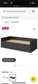 Ikea brimnes bedbank met 2 lades zwart logeerbed incl matras, Ophalen, Verstelbaar, Zwart, Tweepersoons