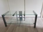TV/ audiomeubel glas-metaal, Huis en Inrichting, Kasten | Televisiemeubels, Ophalen, Gebruikt, 100 tot 150 cm, Glas