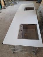 Trespa blad met 2 RVS spoelbakken - groot formaat, Ophalen, Gebruikt