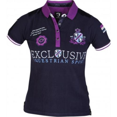 Blue, blauw met paarse Horka Verona polo maat XS, Dieren en Toebehoren, Paardrijkleding, Nieuw, Dames, Kinderen, Bovenkleding