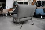 Luxe fauteuil EARL Jess design metaal stof grijs lounge, Ophalen, 75 tot 100 cm, Zo goed als nieuw, Stof
