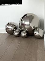6 Spiegelballen, buiten/tuin en binnen 9-28cm diam zilver, Ophalen, Zo goed als nieuw