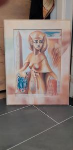 Schilderij Toetanchamon / Oude Egypte - 72 x 54 cm ZGAN!!!, Schilderij, Ophalen of Verzenden, Zo goed als nieuw, 50 tot 75 cm