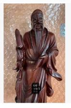Mooie Chinese wijsgeer, Hout, gelakt, 23 cm hg. Vaste prijs, Ophalen of Verzenden