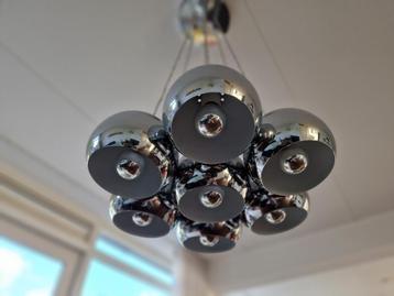 Design hanglamp chroom / chrome 7 bollen - 70's beschikbaar voor biedingen