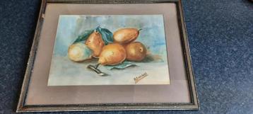 oud schilderijtje met peren beschikbaar voor biedingen