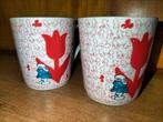 Twee mokken, smurf met tulp, nieuw, €9,50 p.stk,samen €17,50, Ophalen of Verzenden, Zo goed als nieuw, Gebruiksvoorwerp