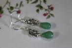 Aventurijn oorbellen met bladeren - Steen groen, Overige materialen, Hangers, Nieuw, Ophalen of Verzenden