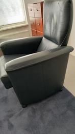 donkerblauwe fauteuil, Huis en Inrichting, Fauteuils, Ophalen, Gebruikt, 50 tot 75 cm, Leer