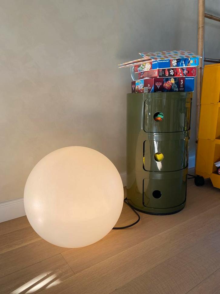 Vintage XL Bollamp Vloerlamp, Huis en Inrichting, Lampen | Vloerlampen, Gebruikt, Minder dan 100 cm, Kunststof, Ophalen of Verzenden