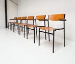 Set van 6 stapelbare stoelen van Gijs van der Sluis, 1970's, Bruin, Design, Ophalen of Verzenden, Vijf, Zes of meer stoelen