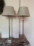 Schemerlampjes zilver met glans taupe kapje, Huis en Inrichting, Ophalen, 50 tot 75 cm, Metaal, Landelijk