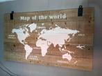 Houten wandbord “Map of the world” ZGAN, Ophalen, Zo goed als nieuw, Hout