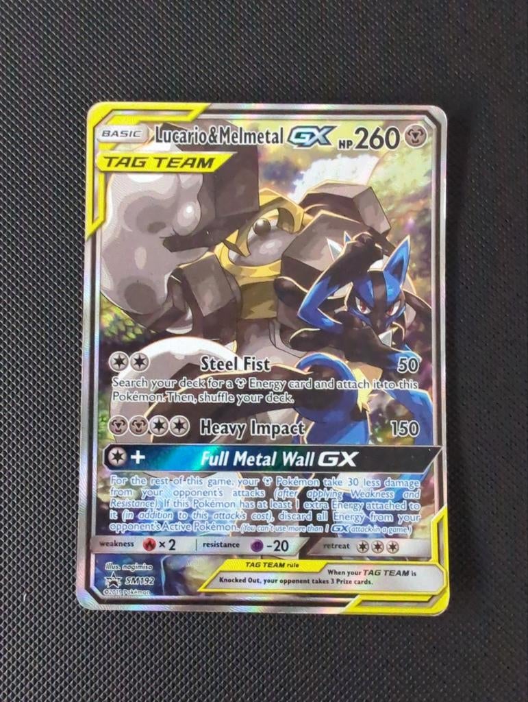 Lucario & Melmetal GX - SM192, Ophalen of Verzenden, Gebruikt, Losse kaart, Foil