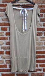 feestelijke beige lange top - lage open rug - maat S/M, Ophalen of Verzenden, Zo goed als nieuw, Beige, Korte mouw