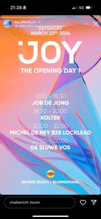 JOY opening 23 maart Bloemendaal, Tickets en Kaartjes