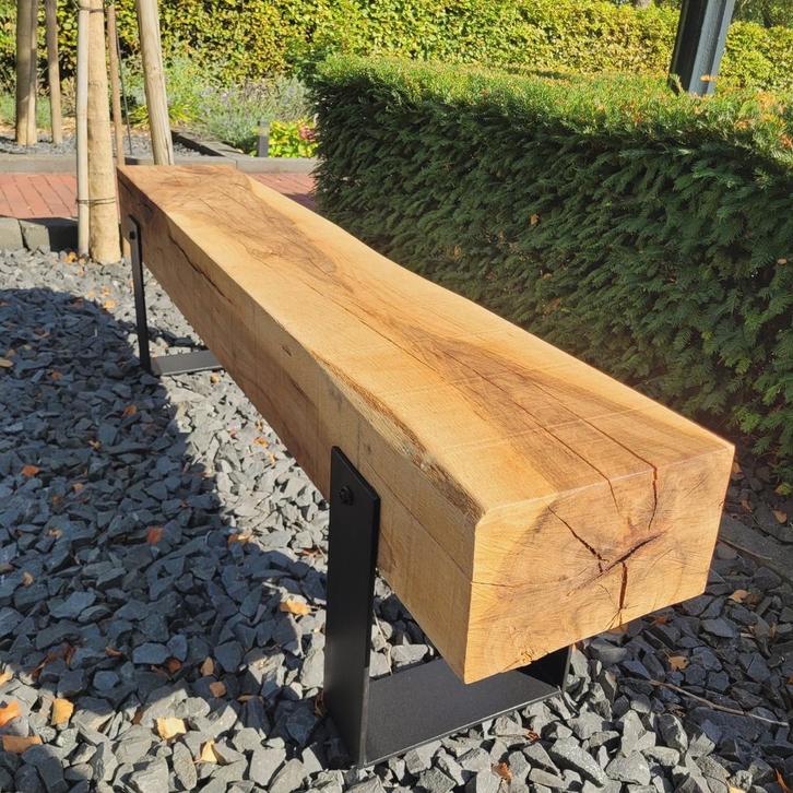 Landelijk eiken bankjes – op maat gemaakt, Huis en Inrichting, Tafels | Sidetables, Nieuw, 25 tot 50 cm, 200 cm of meer, Rechthoekig