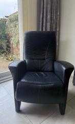 Leren Relaxfauteuil, Huis en Inrichting, Stoelen, Ophalen, Strak tijdloos, Gebruikt, Zwart