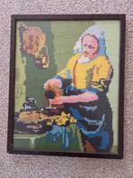 Geborduurd melkmeisje ingelijst, Huis en Inrichting, Woonaccessoires | Wanddecoraties, Ophalen of Verzenden, Zo goed als nieuw
