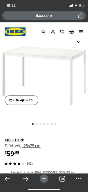 (Eet)tafel IKEA wit NIEUW in doos beschikbaar voor biedingen