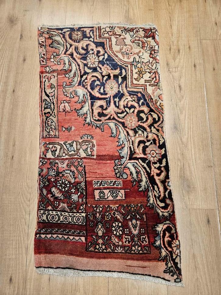 Vintage handgeknoopt perzisch tapijt bidjar sample 100x49, Huis en Inrichting, Stoffering | Tapijten en Kleden, Gebruikt, 50 tot 100 cm
