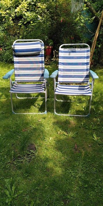 2 Tuinstoelen, strandstoelen, kampeerstoelen, aluminium  beschikbaar voor biedingen