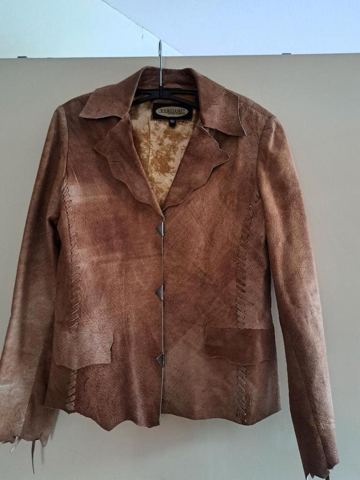Super leather jacket.., Kleding | Dames, Jasjes, Kostuums en Pakken, Zo goed als nieuw, Jasje, Maat 36 (S), Bruin, Ophalen of Verzenden