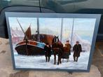 Jan Bekker - Olieverf op Hout - Katwijk, Verzamelen, Dierenverzamelingen, Ophalen of Verzenden, Gebruikt, Paard, Overige typen