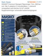 Masko Premium Slangset Pijpreiniger 15m nieuw, Tuin en Terras, Hogedrukreinigers, Ophalen of Verzenden, Nieuw, Masko