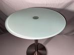 Glazen Tafel met Metalen Voet, Huis en Inrichting, Tafelonderdelen, Gebruikt, Rond, Minder dan 50 cm, Glas