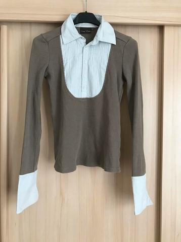 Blouses trui bruin wit cane cane 2 in 1 als nieuw 34 XS beschikbaar voor biedingen