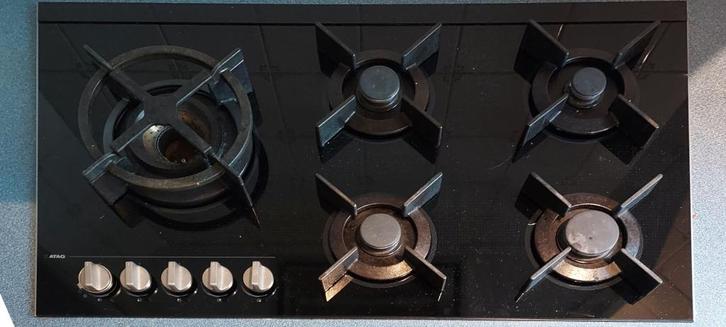 Atag gaskookplaat 5 pits incl. sudder/wokpit, Witgoed en Apparatuur, Kookplaten, Gebruikt, Inbouw, Gas, 5 kookzones of meer, Ophalen