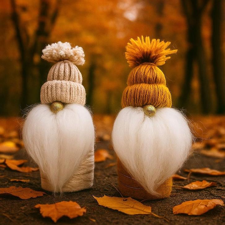 DIY Herfstgnome 🍂 ACTIE €24,95 voor €17,50, Hobby en Vrije tijd, Vilt, Nieuw, Figuurtje(s), Wolvilt, Ophalen of Verzenden