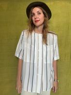 Vintage blouse, maat 42/XL - wit - streepje - 90's, Wit, Maat 42/44 (L), Ophalen of Verzenden, Vintage