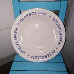 Oliebollen en Appelflappen schaal creme met blauwe letters, Ophalen, Gebruikt, Schaal of Schalen, Overige stijlen