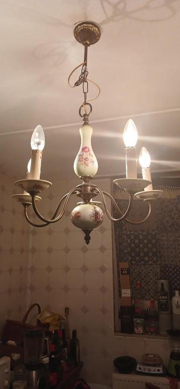 keramiek/porseleinen kroonluchter 5-armig € 50,00 beschikbaar voor biedingen