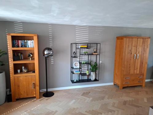 Wandkast + Boekenkast Eiken, Huis en Inrichting, Kasten | Buffetkasten, Gebruikt, 200 cm of meer, 100 tot 150 cm, 25 tot 50 cm