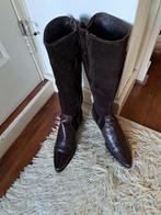 Bruine leren hoge laarzen,  profielzool, mt.40, Hoge laarzen, Bruin, Ophalen of Verzenden, Onbekend