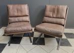 1964 COR Reinhold & Schröpfer 2 swing FAUTEUILS LEER chroom, Huis en Inrichting, Fauteuils, Ophalen, Gebruikt, Vintage, 75 tot 100 cm